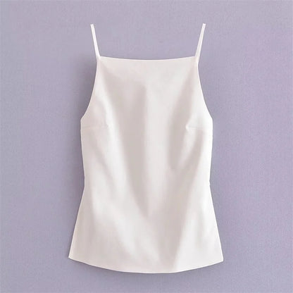 MUJER Black Backless Top Female Sleeveless White Crop Top Women Summer Sexy Tops Woman Party Women's Evening Top With Straps