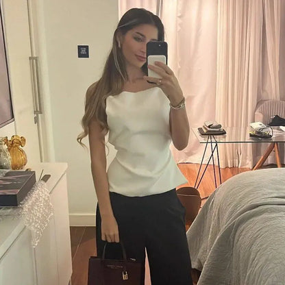 MUJER Black Backless Top Female Sleeveless White Crop Top Women Summer Sexy Tops Woman Party Women's Evening Top With Straps