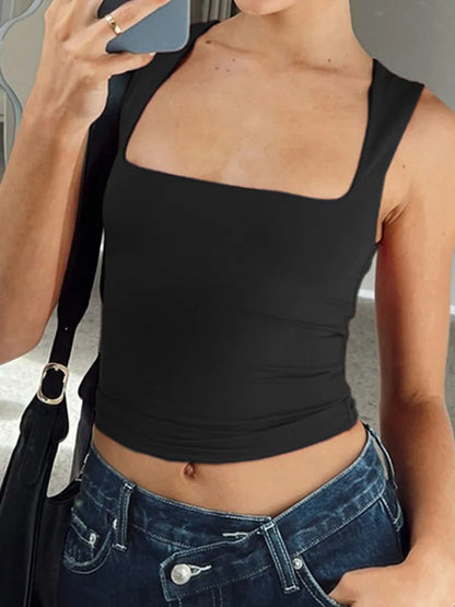 Maya Sleeveless Collar Crop Top